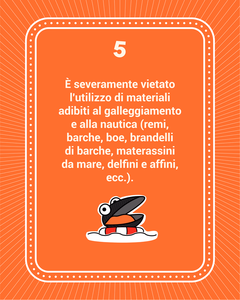 Regola 5: Onora tuo padre e tua madre, che del mare si nutriranno comunque.